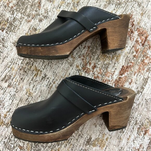 Lotta from Stockholm High Heel Classic Clog in Black with Brown Base (38) - Picture 3 of 6